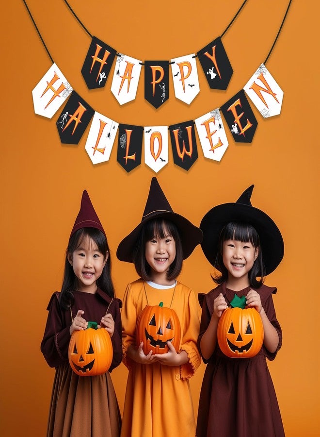 Wobbox Halloween Bunting Banner Horror Doodle Happy Halloween Bunting Banner, Halloweens Decorations Item (Black & White) - Image 5